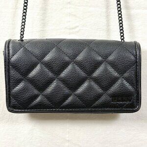 DKNY Mini Quilted Crossbody Bag Black Rectangular Rivi Chain Clutch Purse